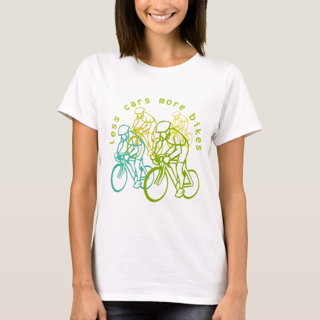 Mindre bilar som mer cyklar tee (Framsida)