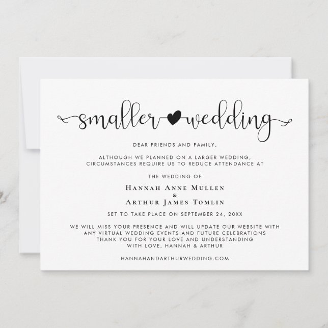 Mindre Bröllop Ändrade Planer Hjärta Meddelande (Framsida)