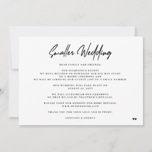 Mindre bröllop elegant minimal nedskalad ceremoni meddelande