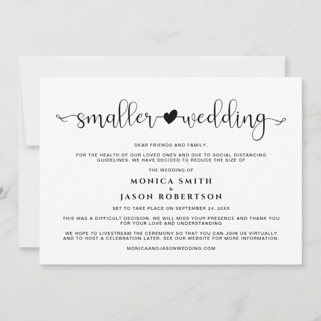 Mindre Bröllop med Nya Planer Förändring i Planern Meddelande (Framsida)