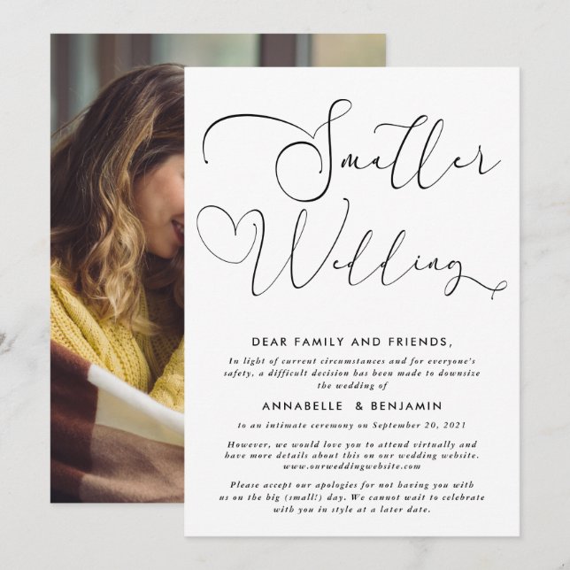 Mindre Bröllop | Vi Minskar Tillkännagivande (Fram/baksida)