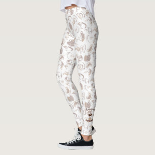 Mindre depressiv kaffebönor mönster leggings