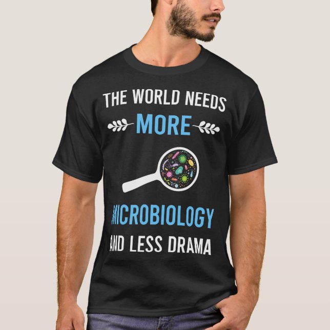 Mindre Drama Microbiology Microbiolog T Shirt (Framsida)