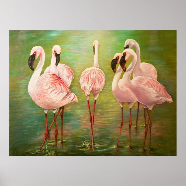 Mindre flamingor målar konst poster (Framsidan)