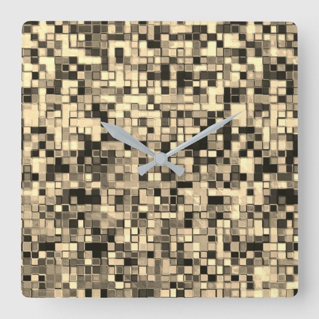 Mindre grå kvadrater eller plattor, khaki beige fä fyrkantig klocka (Framsida)