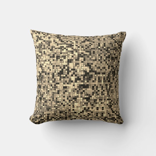 Mindre grå kvadrater eller plattor, khaki beige fä kudde (Framsida)