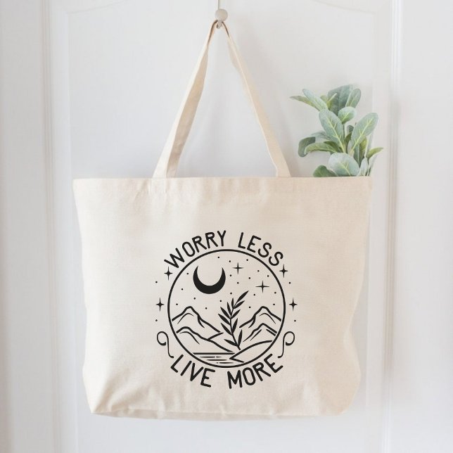 Mindre levande Motivering Jumbo Tygkasse (Worry Less Live More Motivational Large Tote Bag)