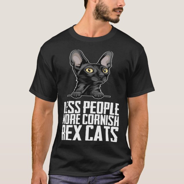 Mindre människor fler cornish rex katter t shirt (Framsida)