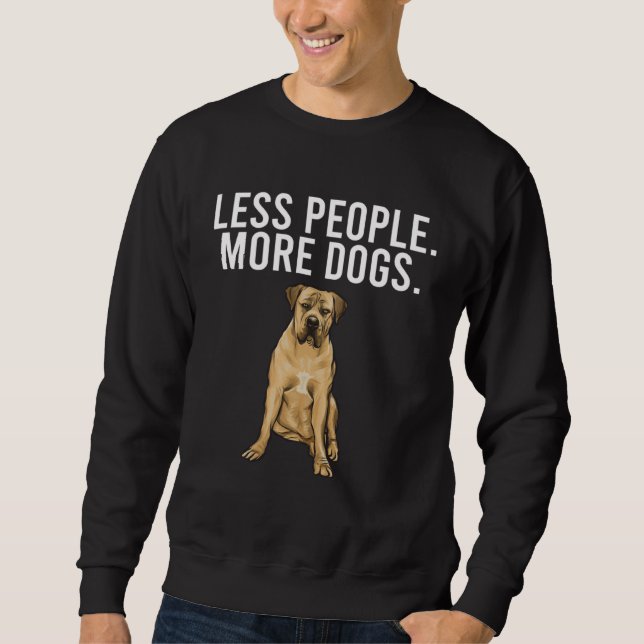 Mindre Människor Fler Hundar Boerboel  Introvert Lång Ärmad Tröja (Framsida)