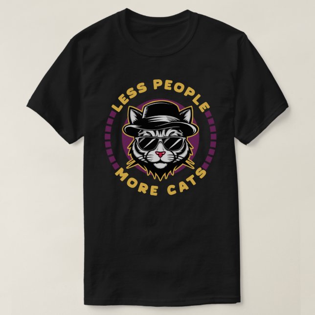 Mindre Människor Fler Katter Introvert Sarksatisk T Shirt (Design framsida)