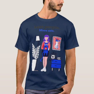 Mindre människor fler katter Lårgåva T Shirt