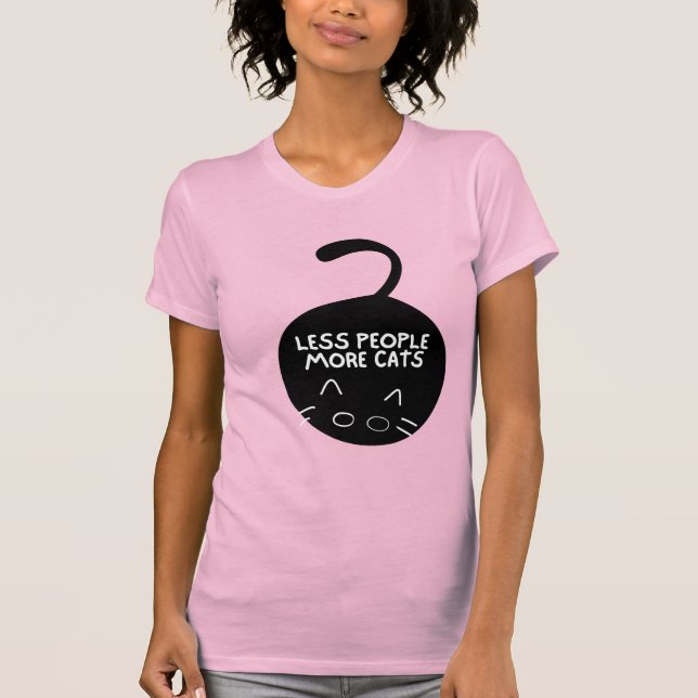 "Mindre människor, fler katter" Viktigt Cat Lover T Shirt (Framsida)