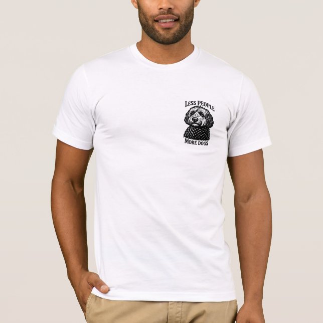 Mindre Människor Mer Hund T-shirt - Golden Doodle (Framsida)