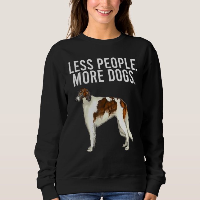 Mindre människor mer Hundar Borzoi Introvert T Shirt (Framsida)