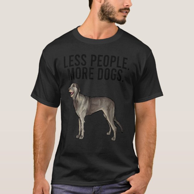 Mindre människor mer Hundar Irish Wolfhound Introv T Shirt (Framsida)