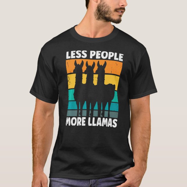 Mindre människor mer lama för en lama t shirt (Framsida)
