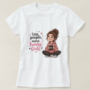 Mindre Människor Roligare Tjejer Söt Tecknad Tjej T Shirt