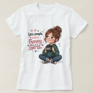 Mindre Människor Roligare Tjejer Söt Tecknad Tjej T Shirt