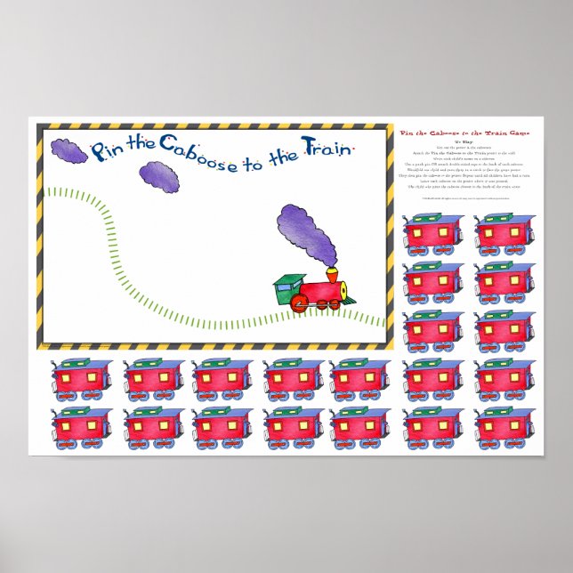 Mindre Pin the Caboose to Tåg Game Poster (Framsidan)