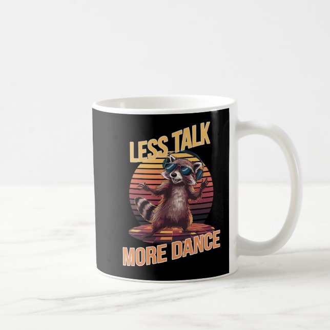 Mindre prat mer Dance Funky Raccoon med hörlurar Kaffemugg (Höger)