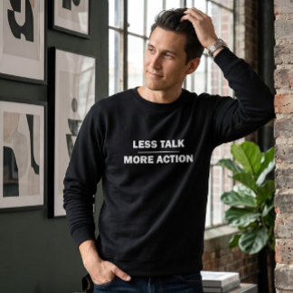 Mindre Snack Mer Handling Motivationssvart Rundhal Lång Ärmad Tröja