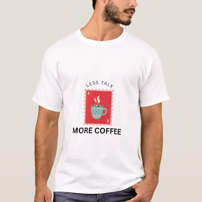 Mindre Snack Mer Kaffe Stämpel Illustration T Shirt (Framsida)