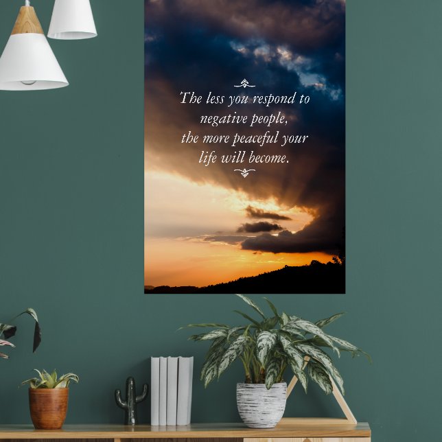 Mindre svar på negativa människor solnedgång bild poster (Vardagsrum 1)