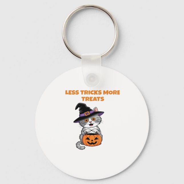 Mindre tricks fler godsaker Halloween-present Klas Nyckelring (Framsida)
