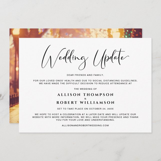 Mindre uppdatering av Bröllop-uppdatering - ändrin Meddelande (Fram/baksida)