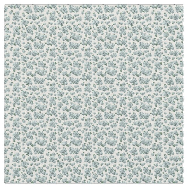 Mindre Upprepa Mönster Succulents på vit Tyg (Närbild)