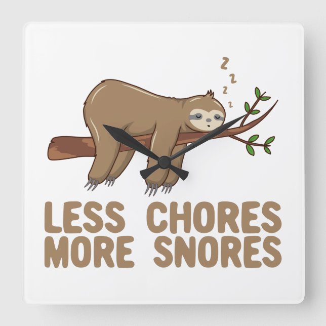 Mindre val: fler surfzoner, snores funny Sloth Pun Fyrkantig Klocka (Framsida)