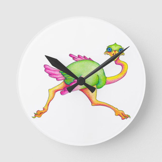 Mindre vanlig struts rund klocka (Framsida)