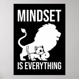 Mindset är allt - katt Lejon motivation Poster