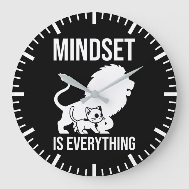 Mindset är allt - katt Lejon motivation Stor Klocka (Framsida)