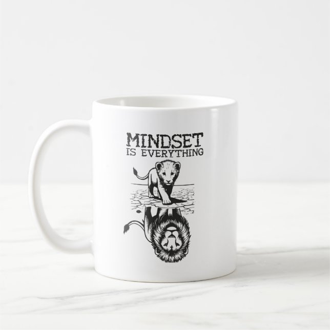 Mindset är allt, katt Lejont - gym, framgång Kaffemugg (Vänster)