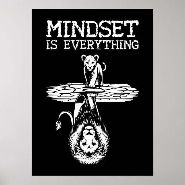 Mindset är allt, katt Lejont - gym, framgång Poster (Framsidan)