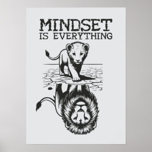 Mindset är allt, katt Lejont - gym, framgång Poster
