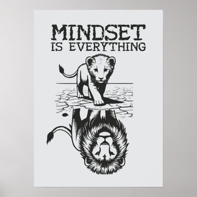 Mindset är allt, katt Lejont - gym, framgång Poster (Framsidan)
