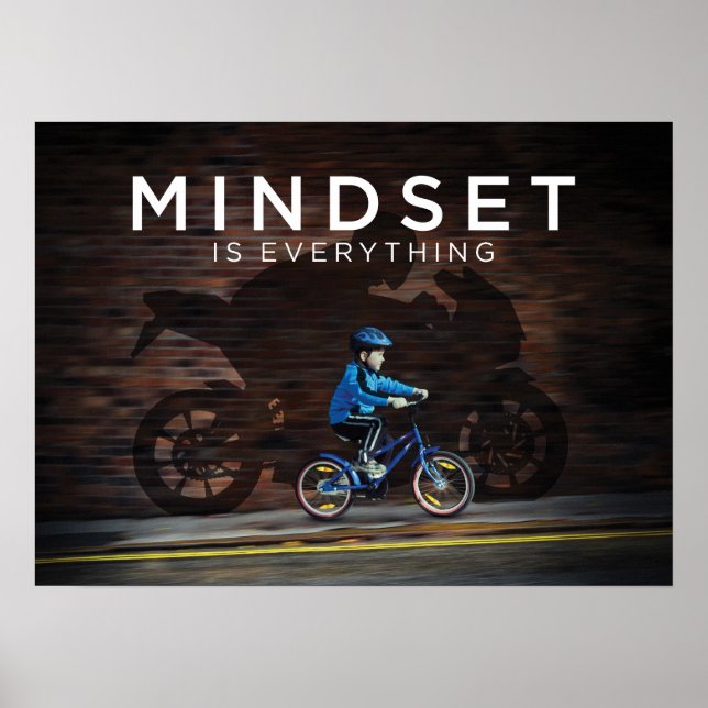 Mindset är allt - motorcykel Kid - lyckas P Poster (Framsidan)