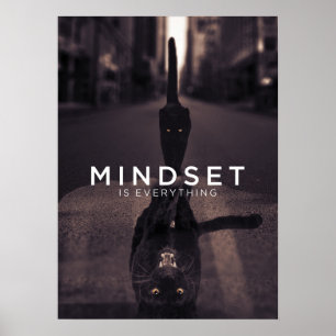 Mindset är allt - svart Cat Panther Vatten Poster