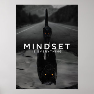 Mindset är allt - svart Cat Panther Vatten Poster