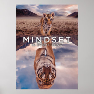 Mindset är allt - Tigerreflektionen Vatten Poster