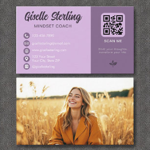 Mindset Coach Lavender Lila QR-kodfoto Visitkort