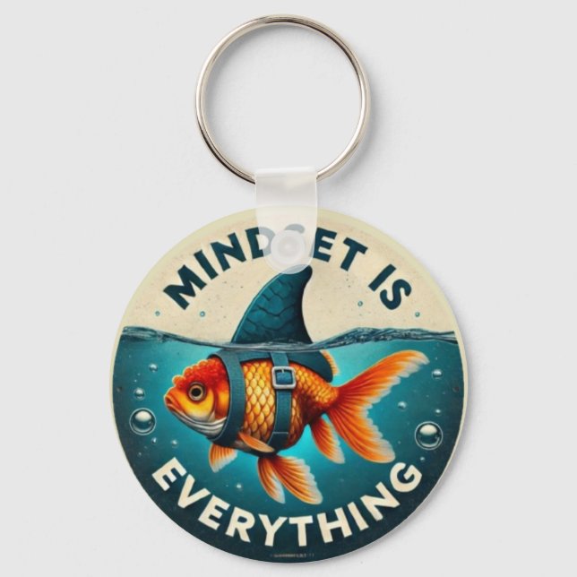 Mindset Is Everything Goldfish Motivational Quote Nyckelring (Framsida)