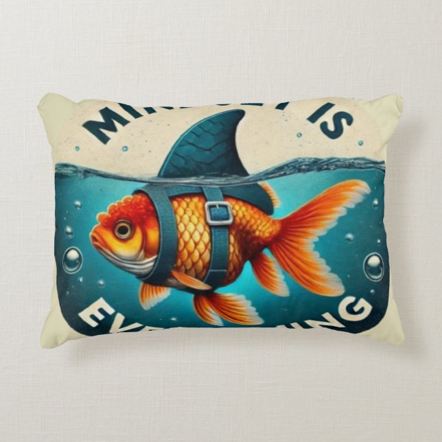 Mindset Is Everything Goldfish Motivational Quote Prydnadskudde (Framsidan)