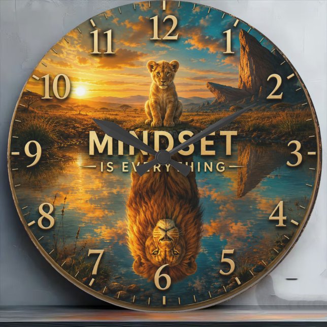 Mindset Is Everything Lion  Stor Klocka (Skapare uppladdad)