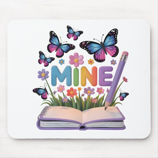 "MINE" Bärgefärg och blommor - design för bärbara  Musmatta (Framsidan)
