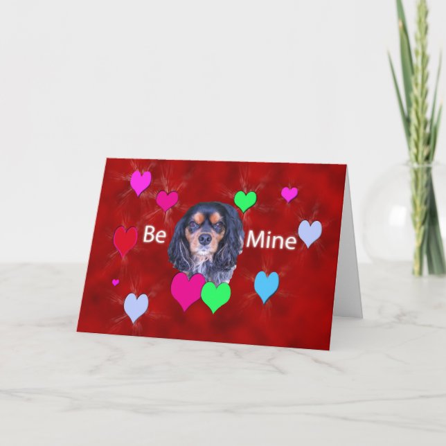 Mine Cavalier Kung Charles Spaniel Hearts Card Helgkort (Framsida)