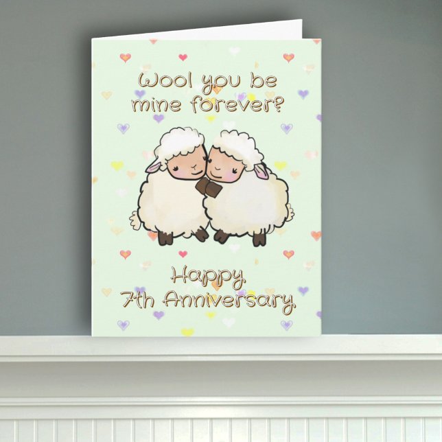 Mine får vara min på årsdagen för Cute Wool-årsdag Kort (Skapare uppladdad)