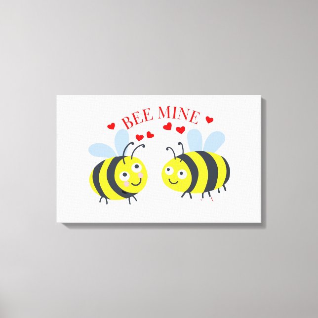 Mine från Cute "Bee Mine" Kärlek Valentine Day Gif Canvastryck (Framsida)